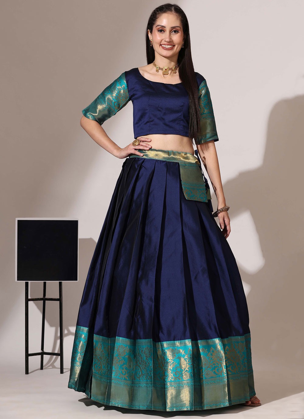 Weaving Zari Silk A - Line Lehenga - L2974