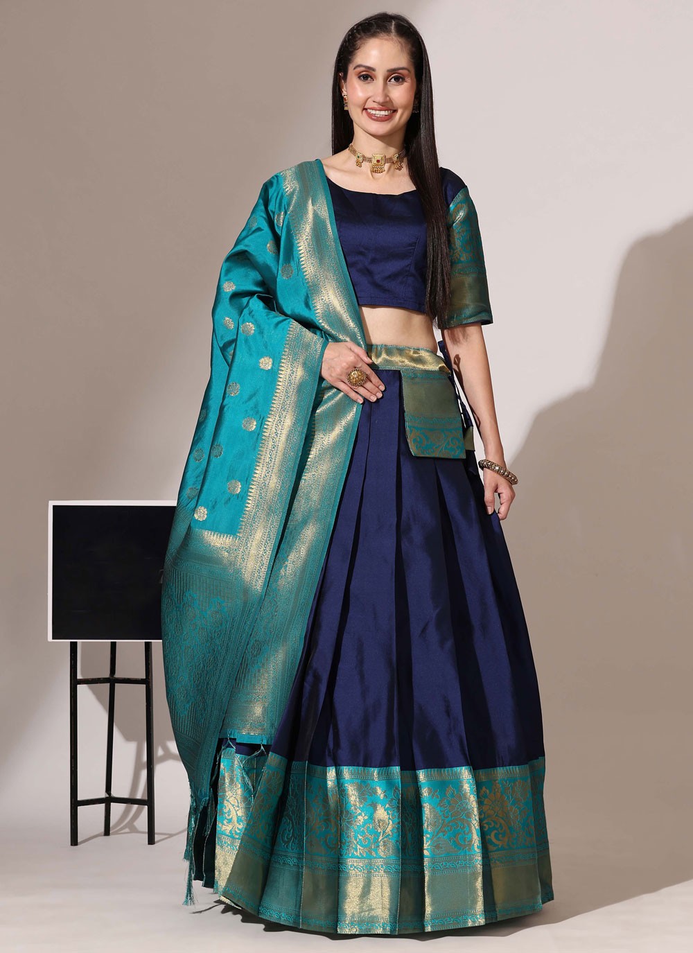 Weaving Zari Silk A - Line Lehenga - L2974