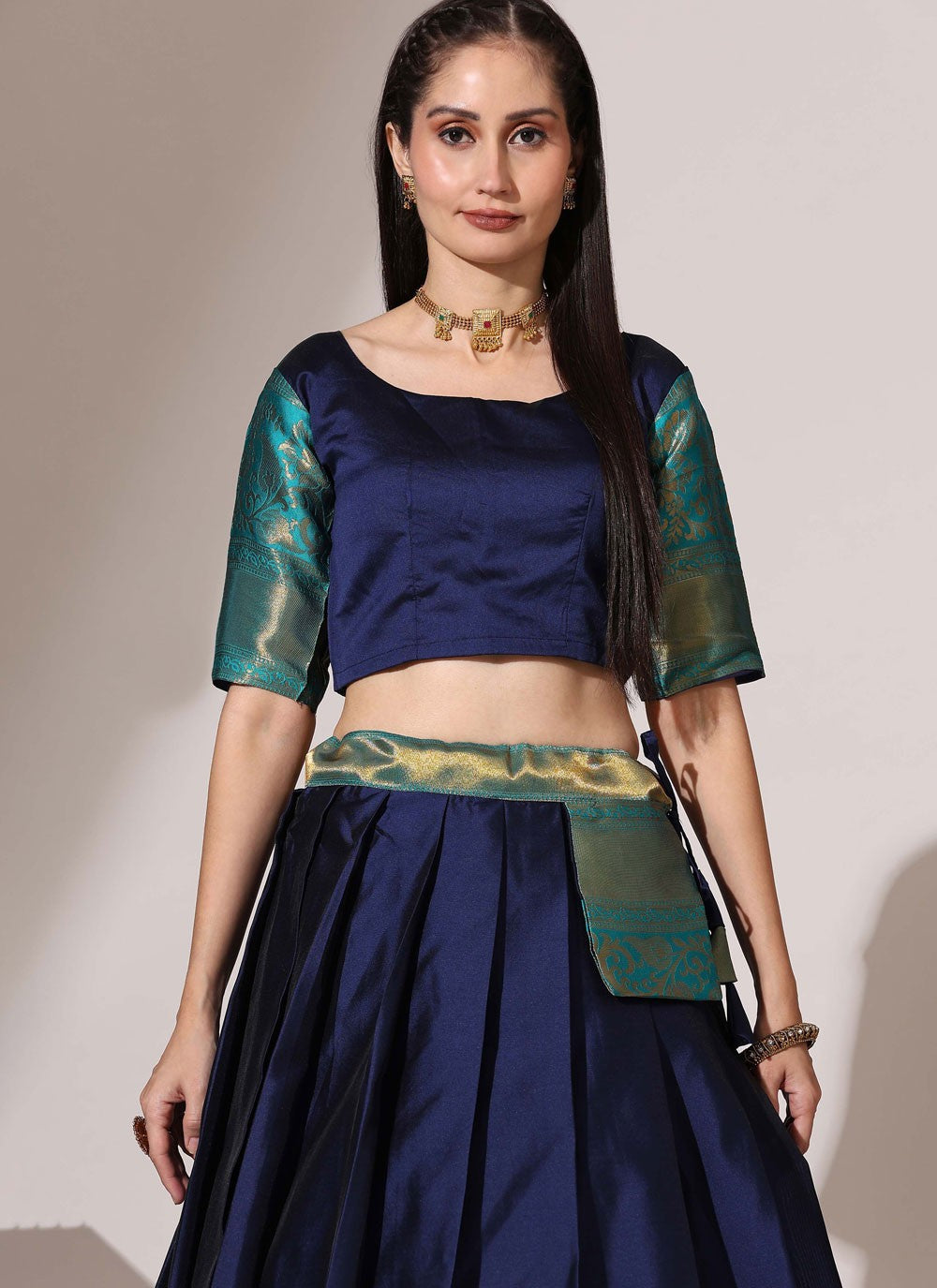 Weaving Zari Silk A - Line Lehenga - L2974