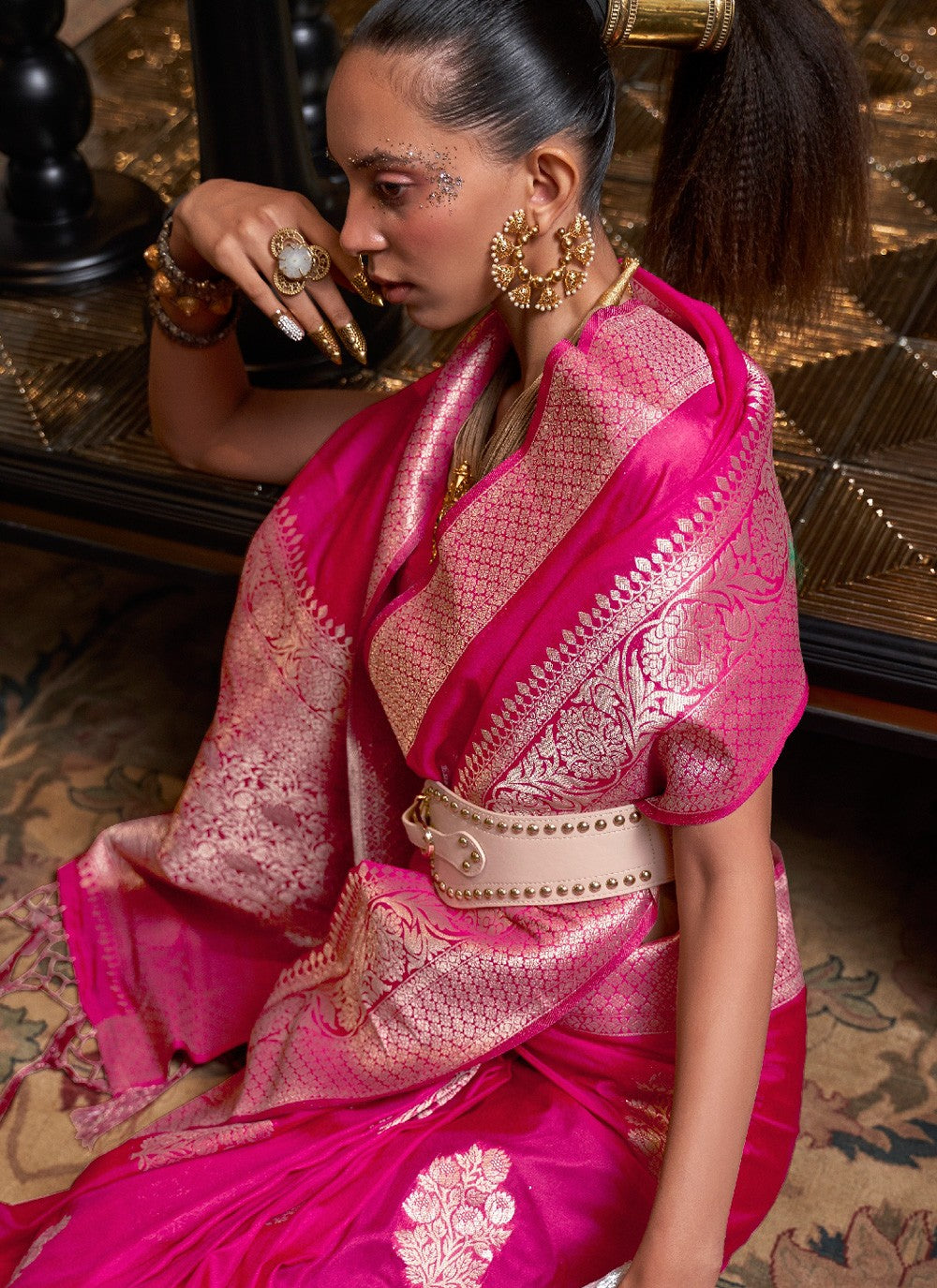 Contemporary Weaving Zari Naylon, Pure Georgette Saree - S3689