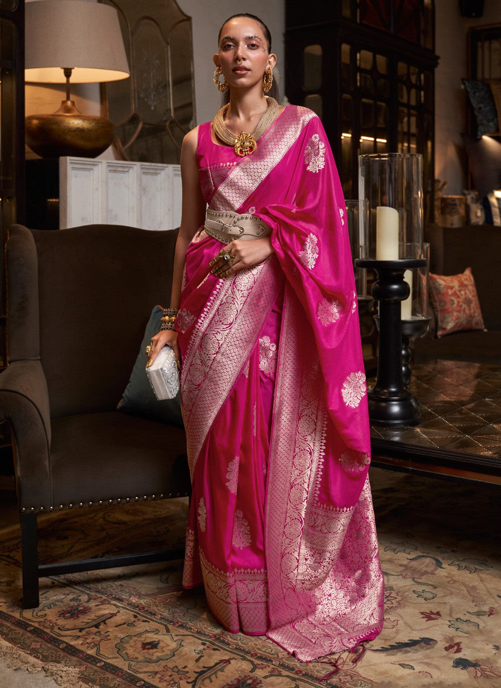 Contemporary Weaving Zari Naylon, Pure Georgette Saree - S3689