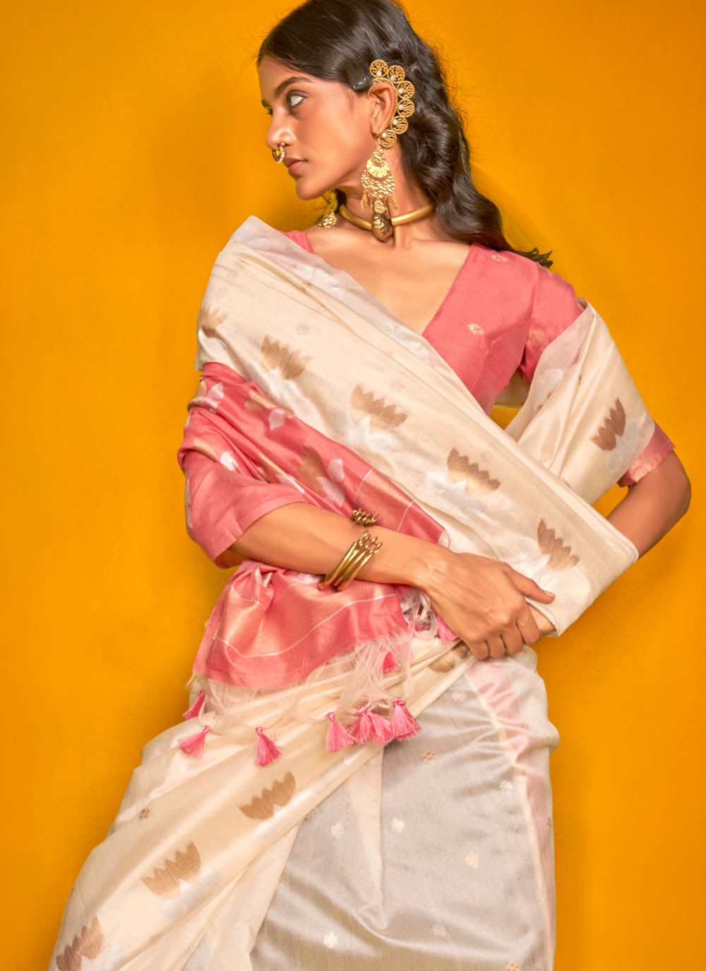 Weaving Zari Tussar Silk Saree - S12213