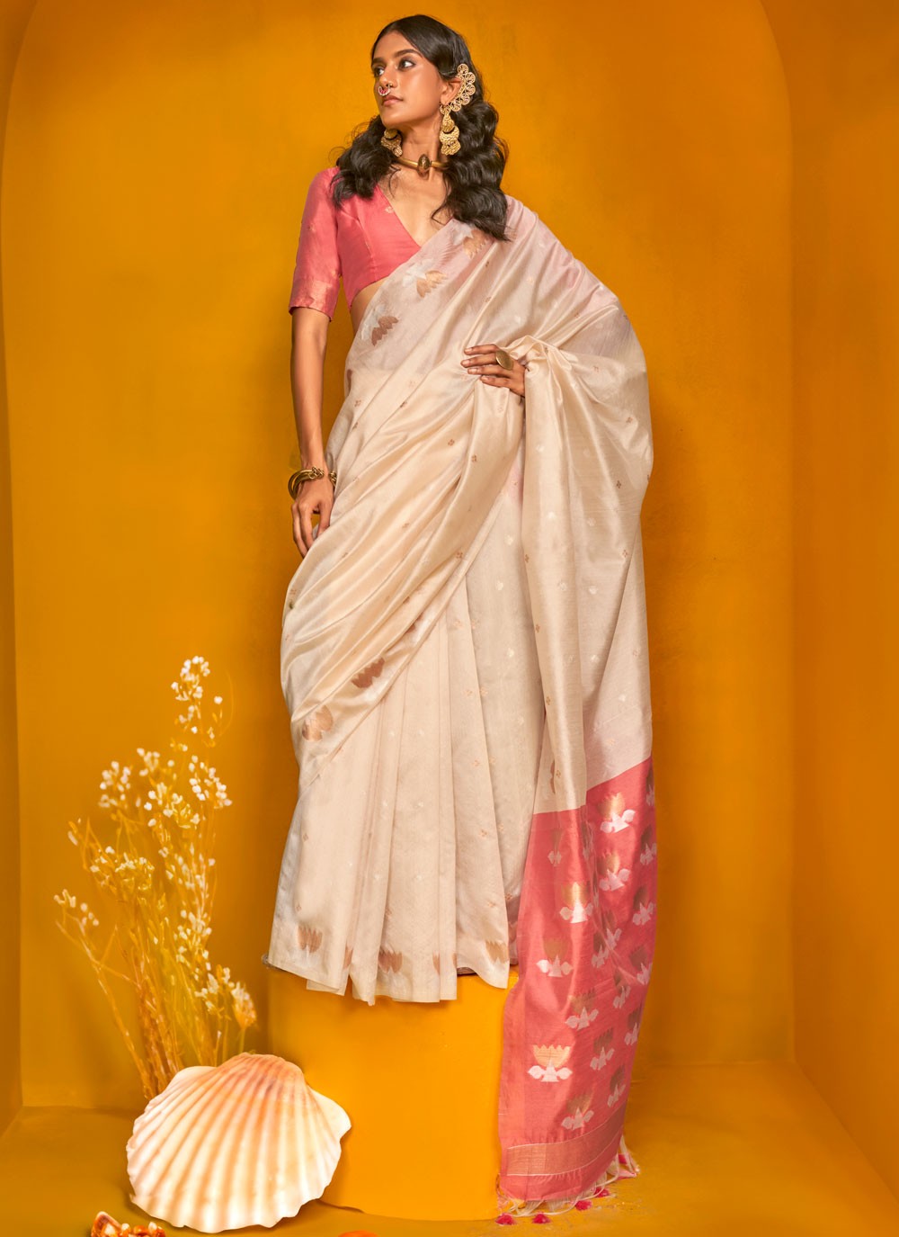 Weaving Zari Tussar Silk Saree - S12213