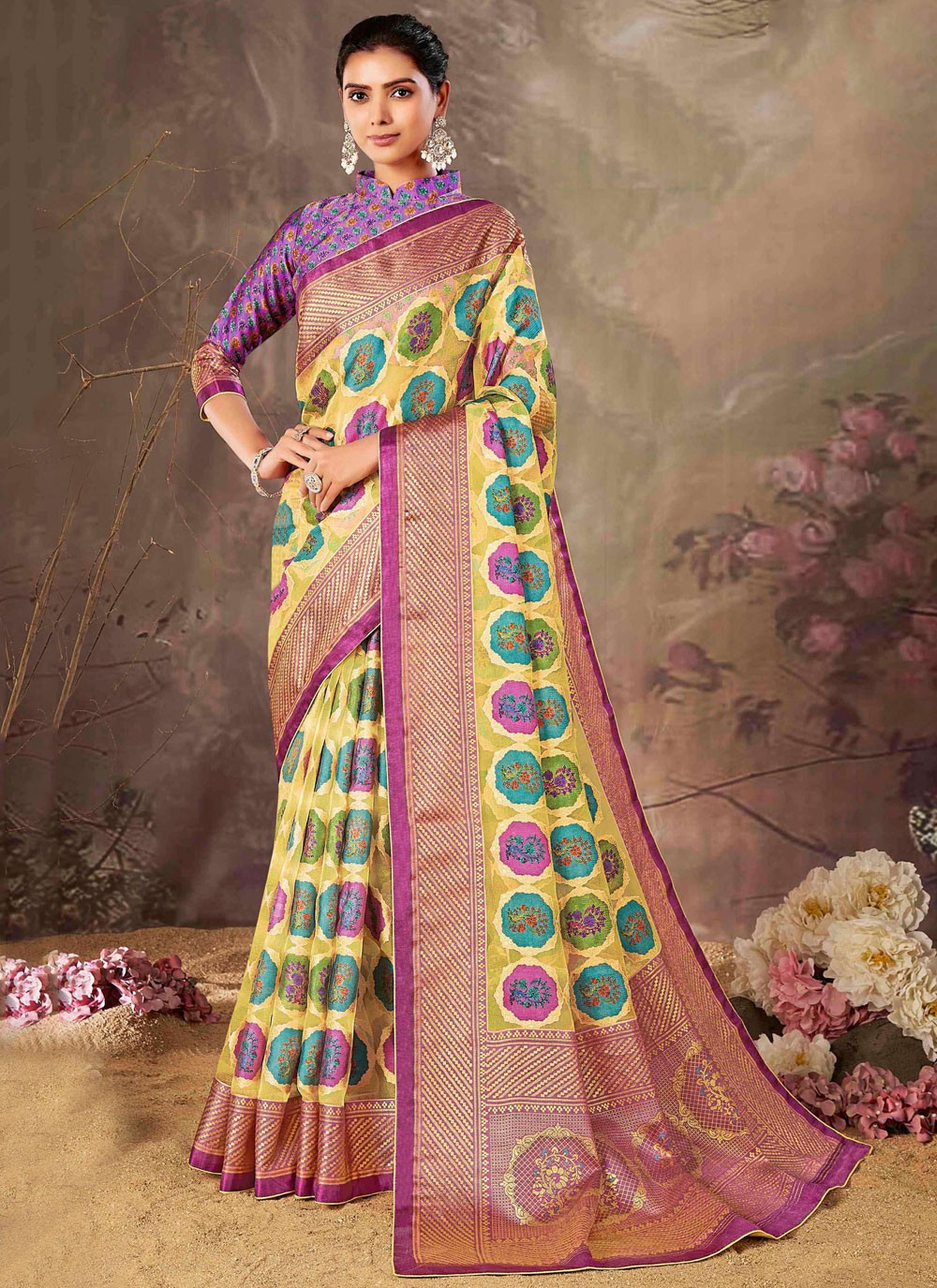 Weaving Zari Organza Saree - S12112