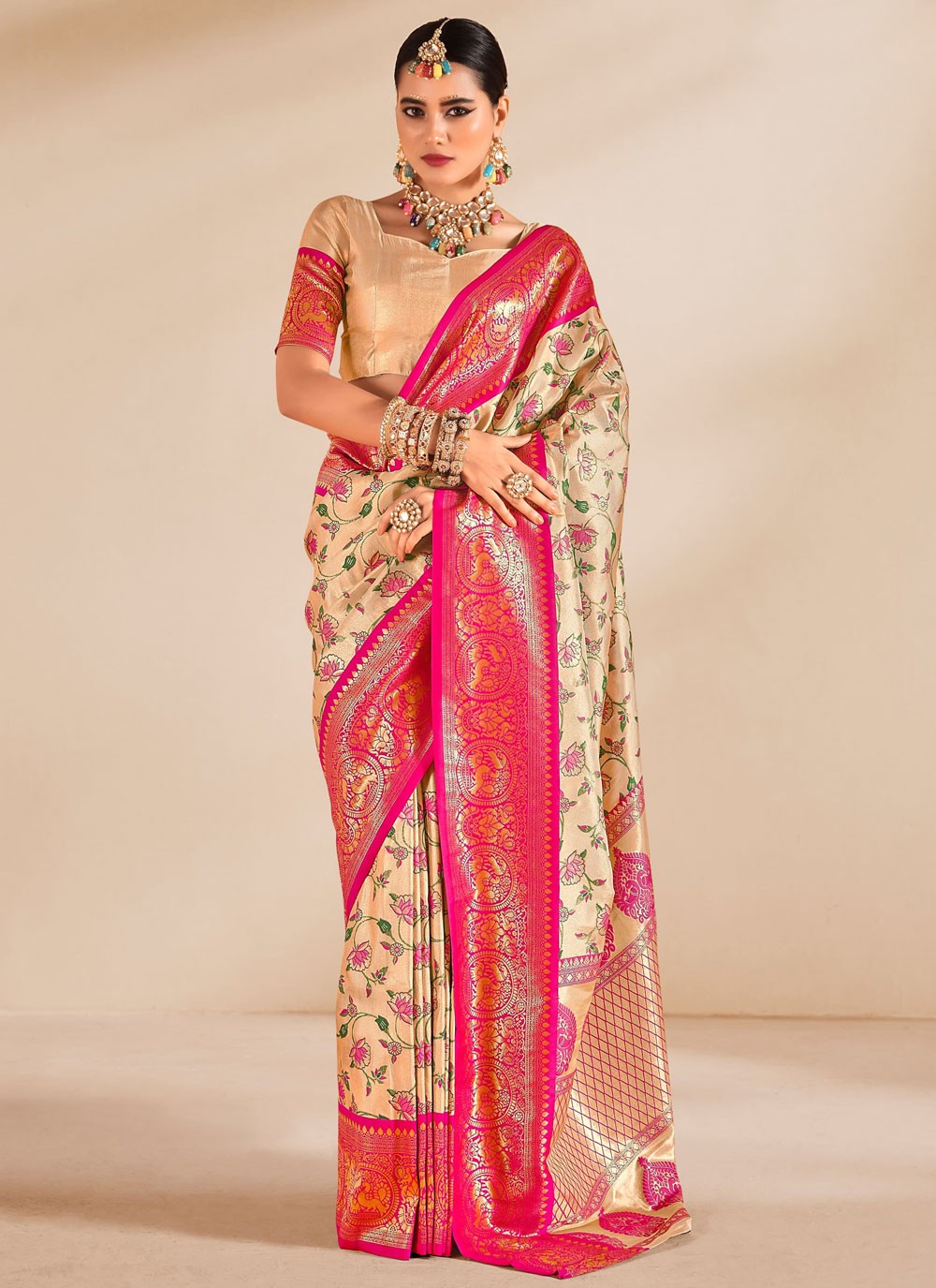 Classic Weaving Zari Silk, Tissue Saree - S9307