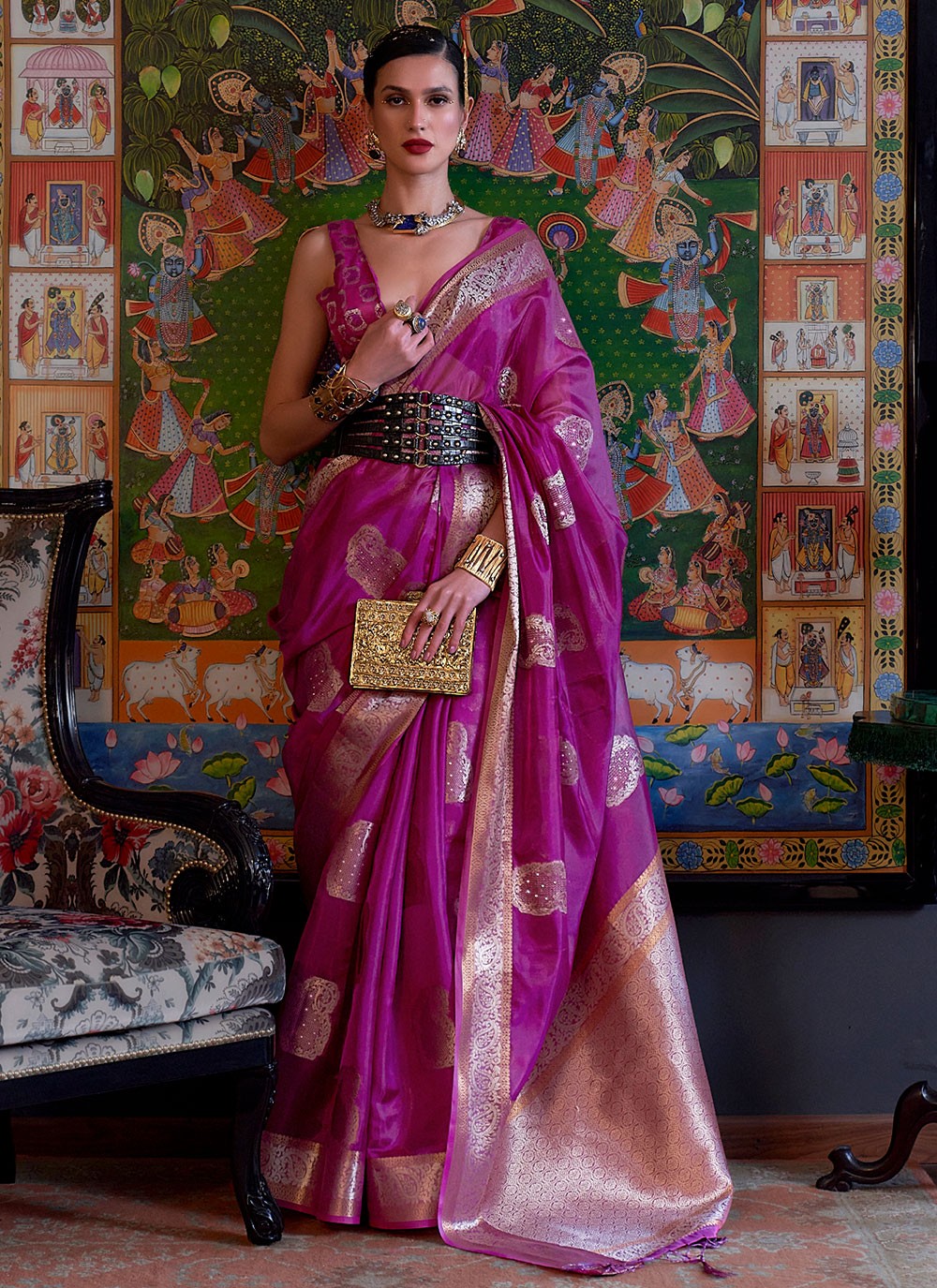 Classic Weaving Zari Organza Saree - S2636