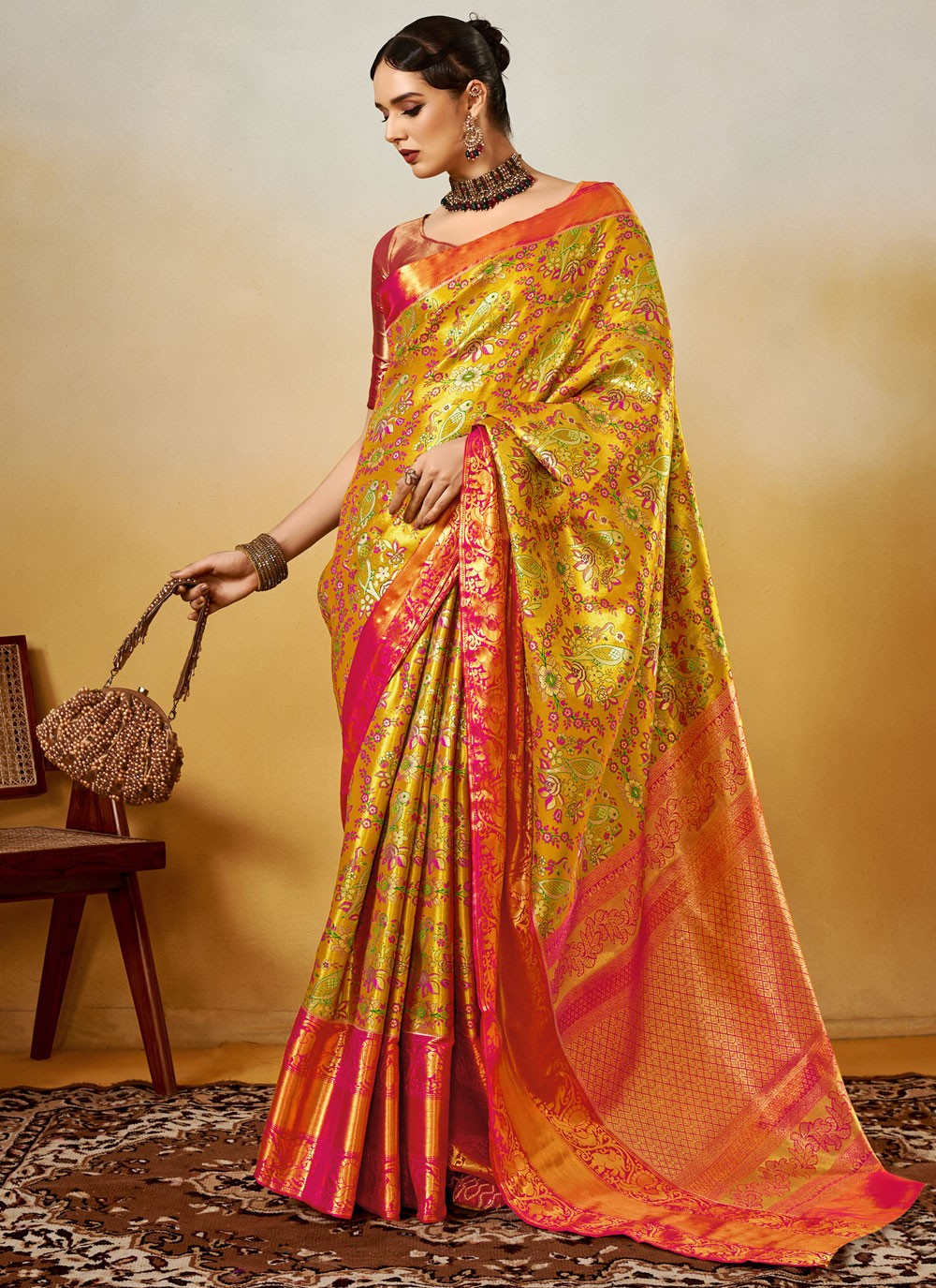 Designer Weaving Zari Silk Green Saree - S10941