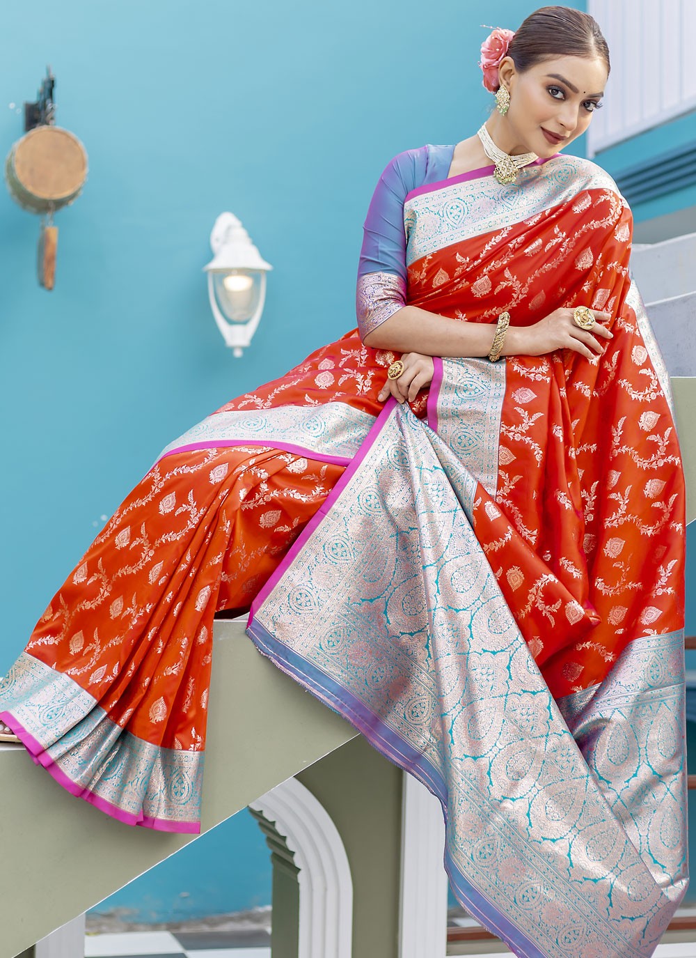 Classic Weaving Zari Satin Silk Purple Saree - S10787