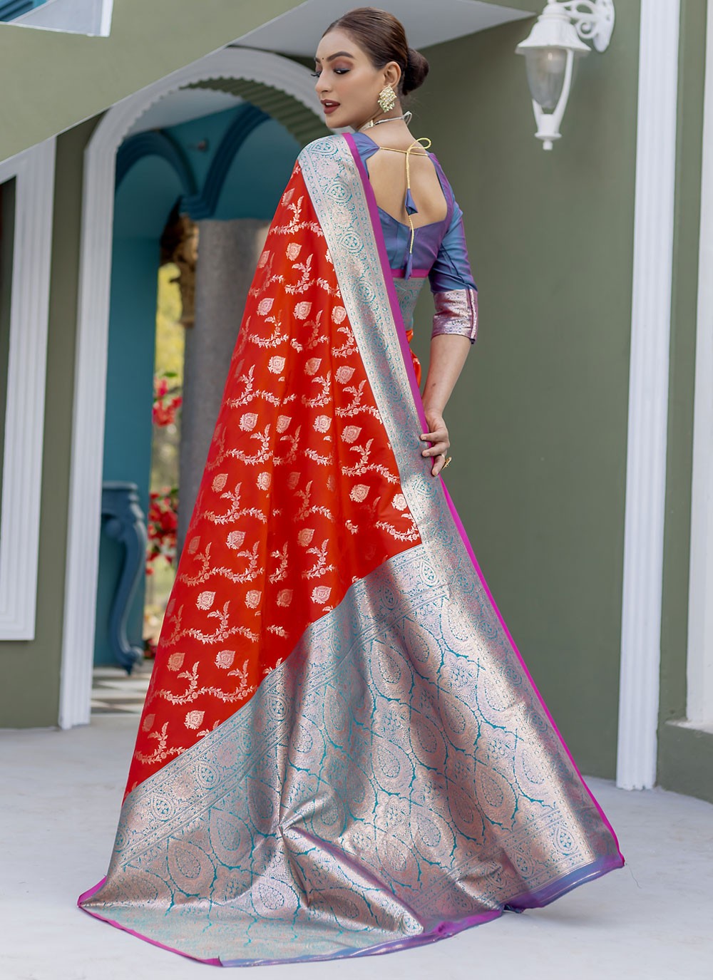 Classic Weaving Zari Satin Silk Purple Saree - S10787