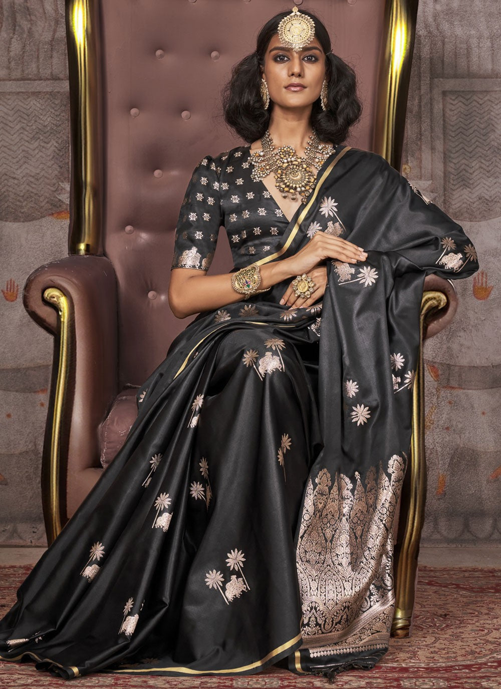 Classic Weaving Zari Satin Silk Saree - S9755