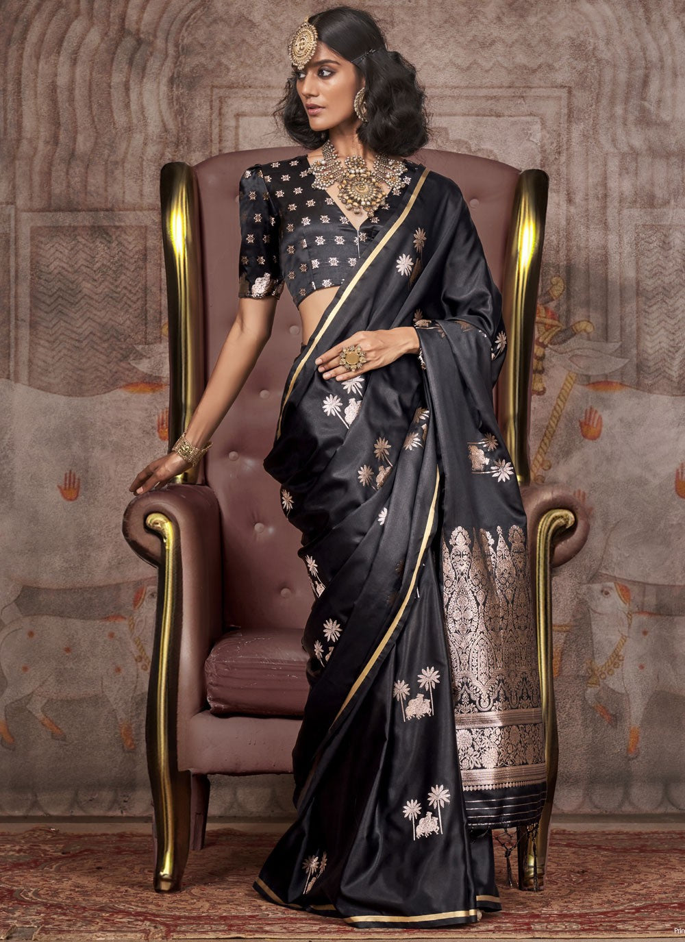 Classic Weaving Zari Satin Silk Saree - S9755