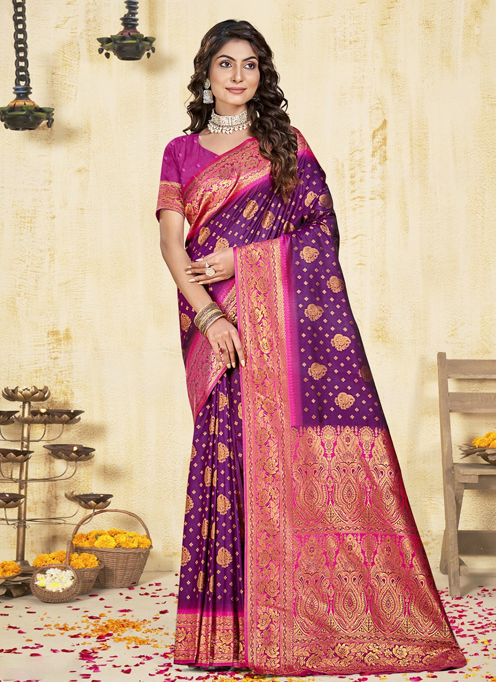 Classic Meenakari Silk, Tissue Saree - S9944