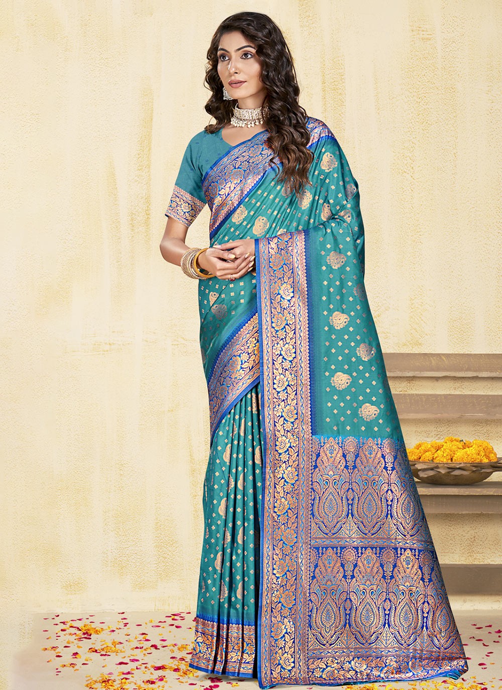 Classic Meenakari Silk, Tissue Saree - S9944