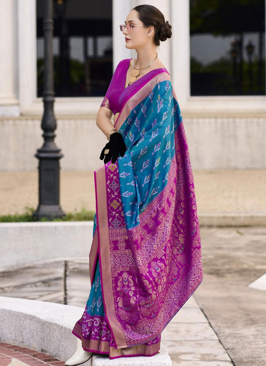 Traditional Weaving Zari Silk Blue Saree - S10879