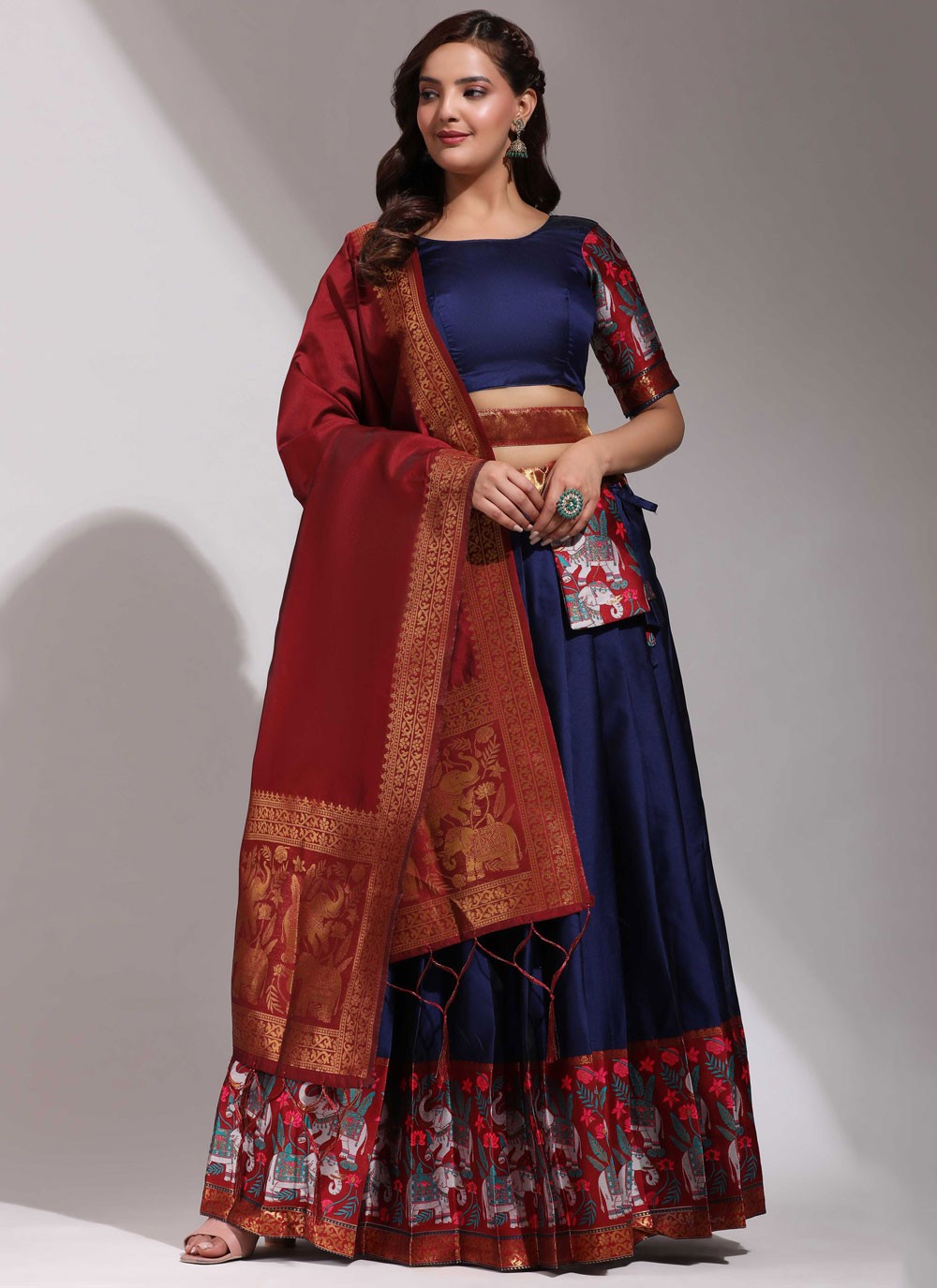 Weaving Zari Silk A - Line Lehenga - L2468