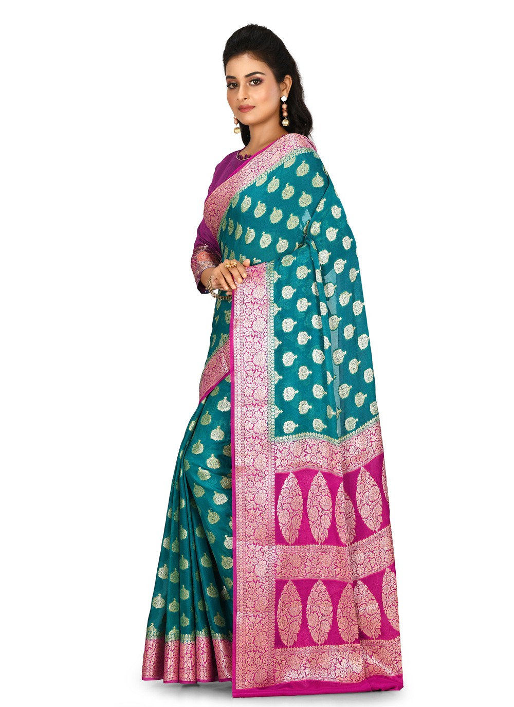 Contemporary Weaving Zari Banarasi Silk Saree - S0376