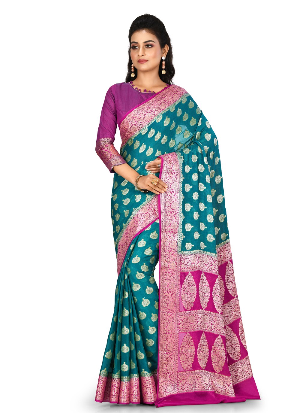 Contemporary Weaving Zari Banarasi Silk Saree - S0376