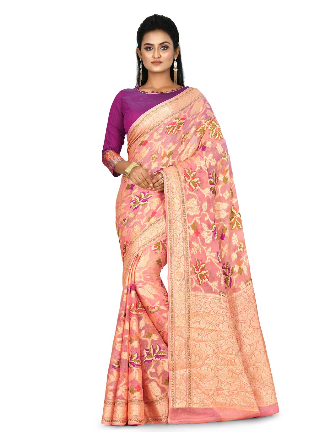 Contemporary Weaving Zari Banarasi Silk Saree - S0376