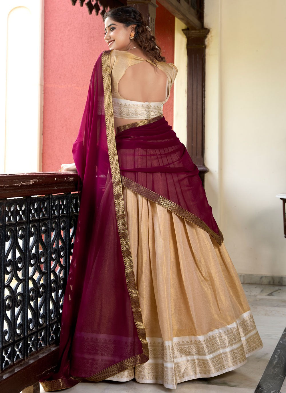 Weaving Zari Kanchipuram Silk A - Line Lehenga - L2927