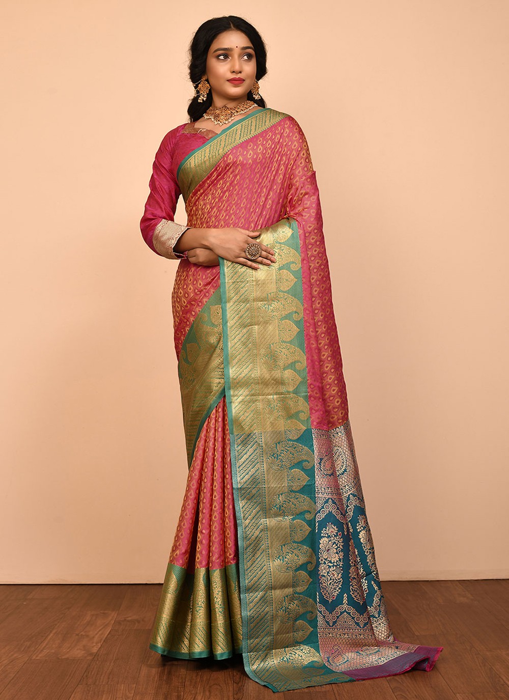 Traditional Embroidered Silk Saree - S1557