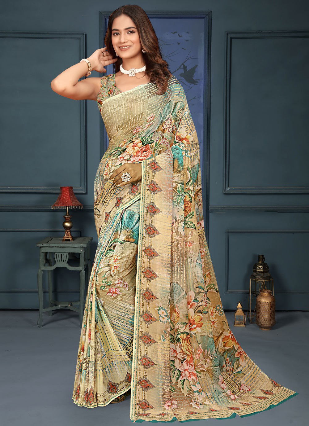 Classic Digital Print Weight Less Saree - S9155