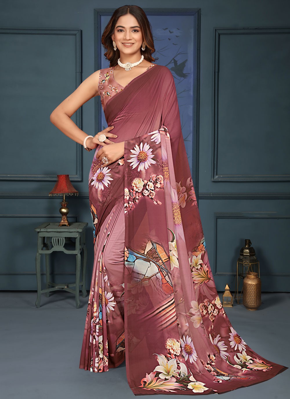 Classic Digital Print Weight Less Saree - S9171