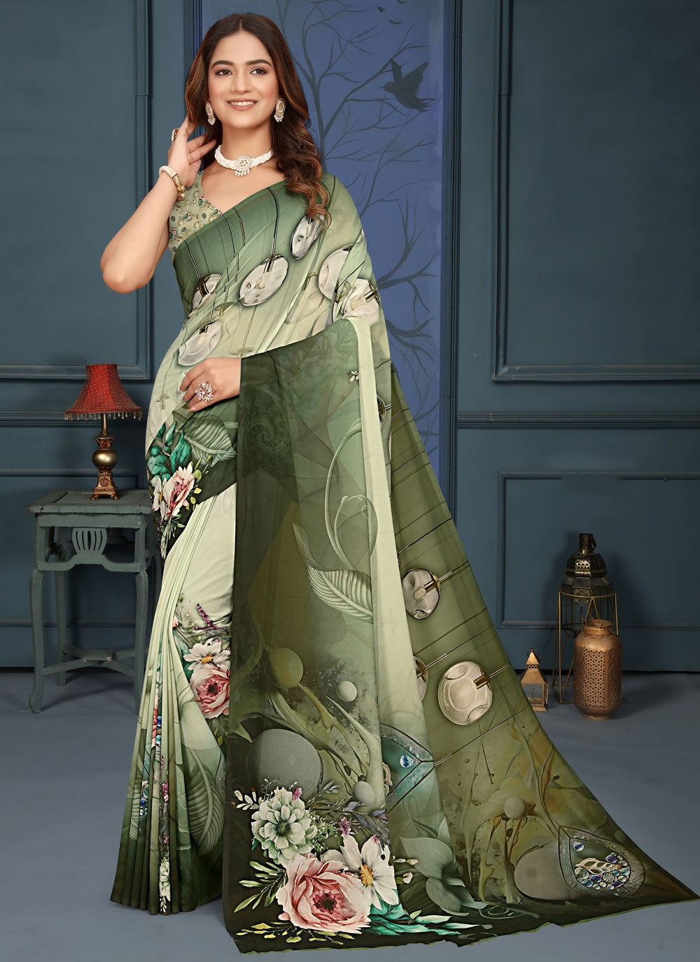 Classic Digital Print Weight Less Saree - S9471