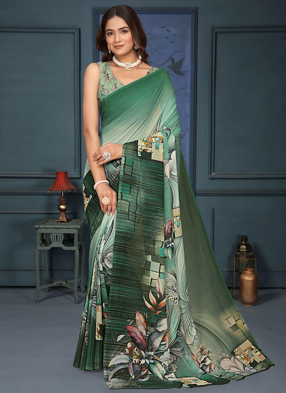 Classic Digital Print Weight Less Saree - S9171