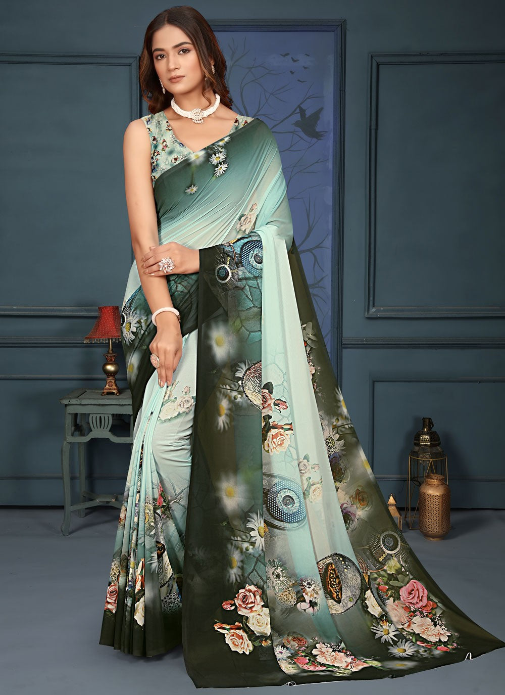 Classic Digital Print Weight Less Saree - S9171