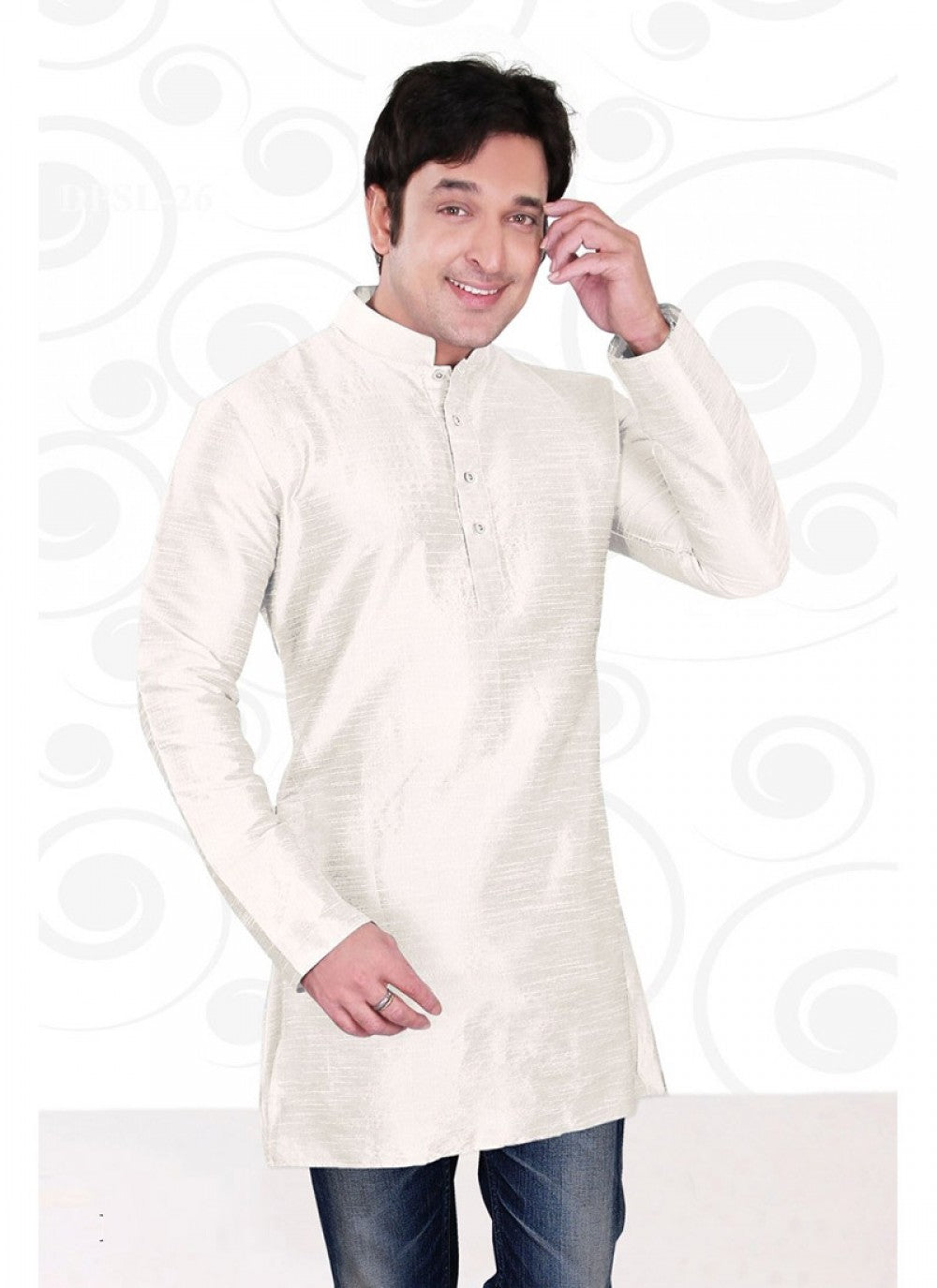 Plain Art Dupion Silk White Kurta - M1199