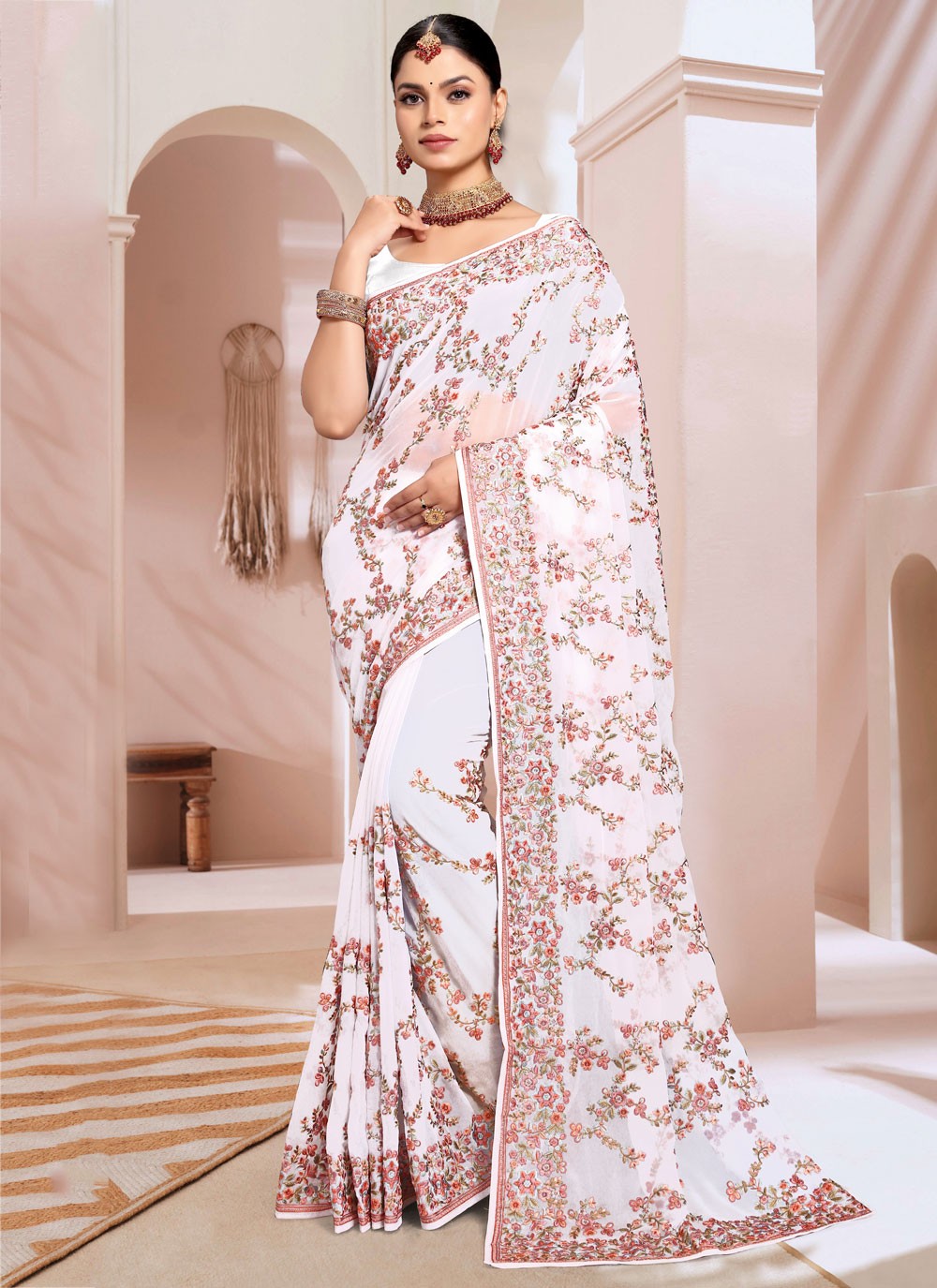 Classic Embroidered Georgette Saree - S8928