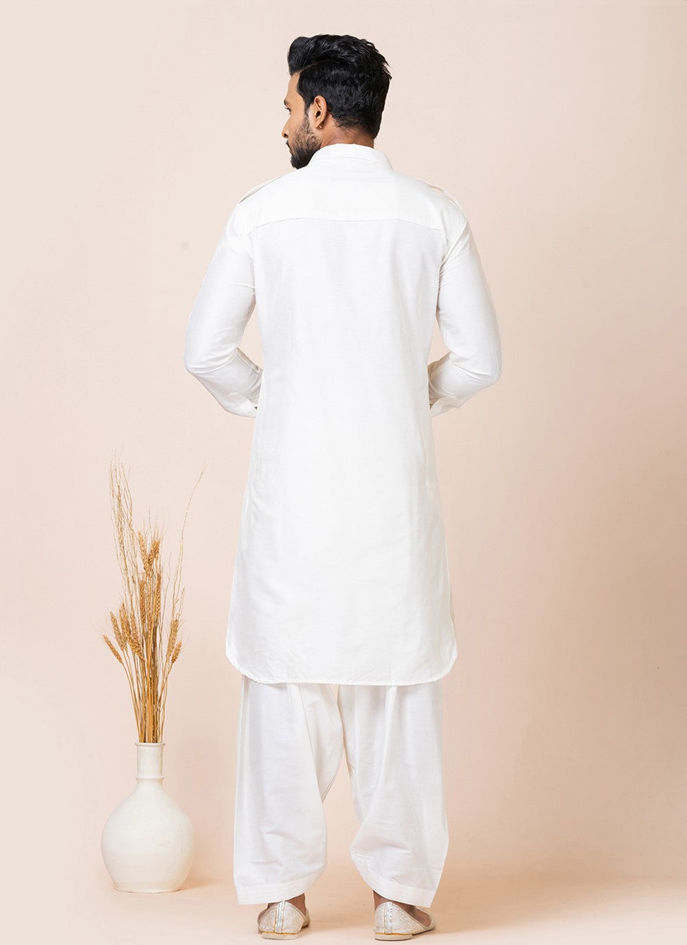 Plain Viscose White Kurta Pyjama - M7466