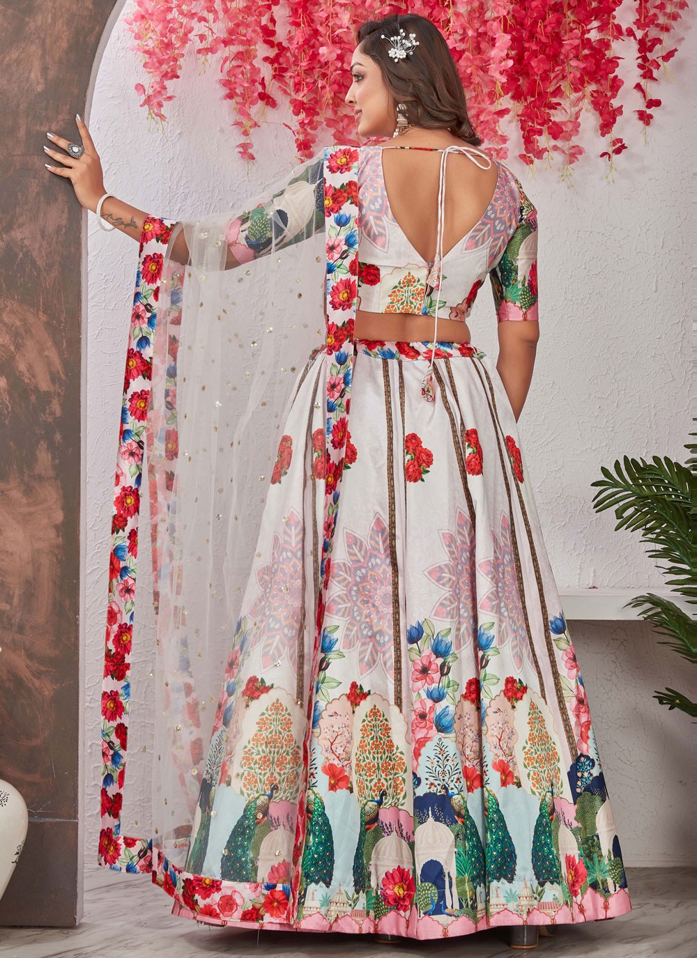 Floral Printed Silk Readymade Lehenga Choli - L2872