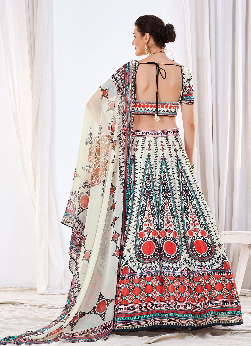 Digital Print Chinon A - Line Lehenga - L0511