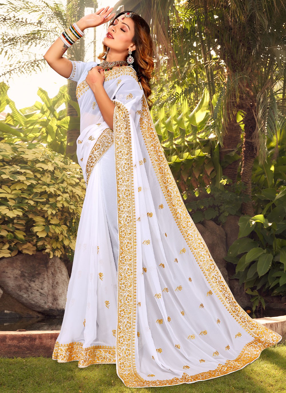 Contemporary Embroidered Georgette Saree - S2966