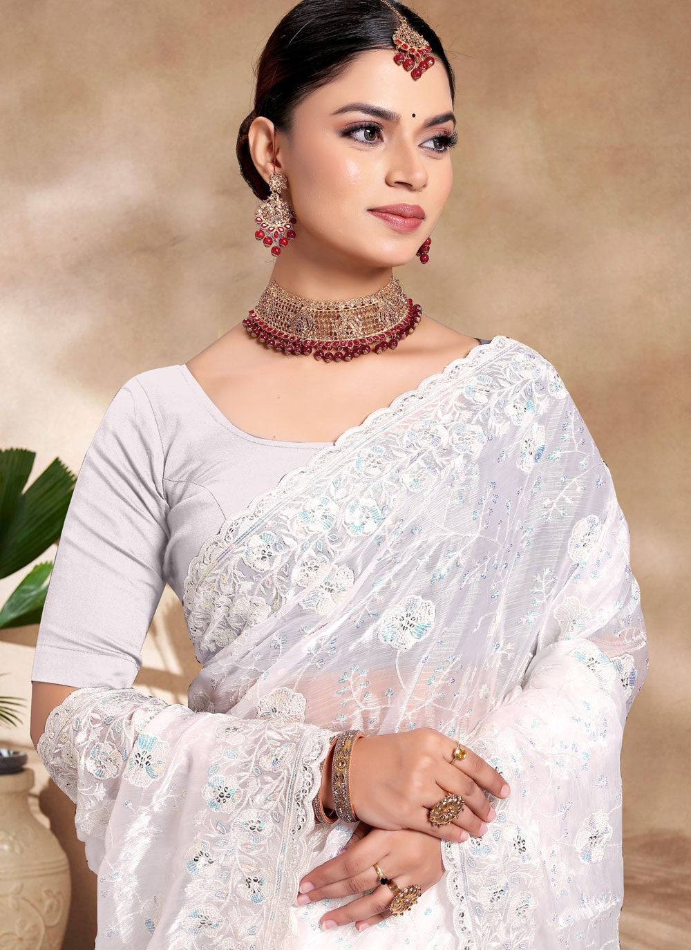 Classic Embroidered Jimmy Chu Saree - S8805