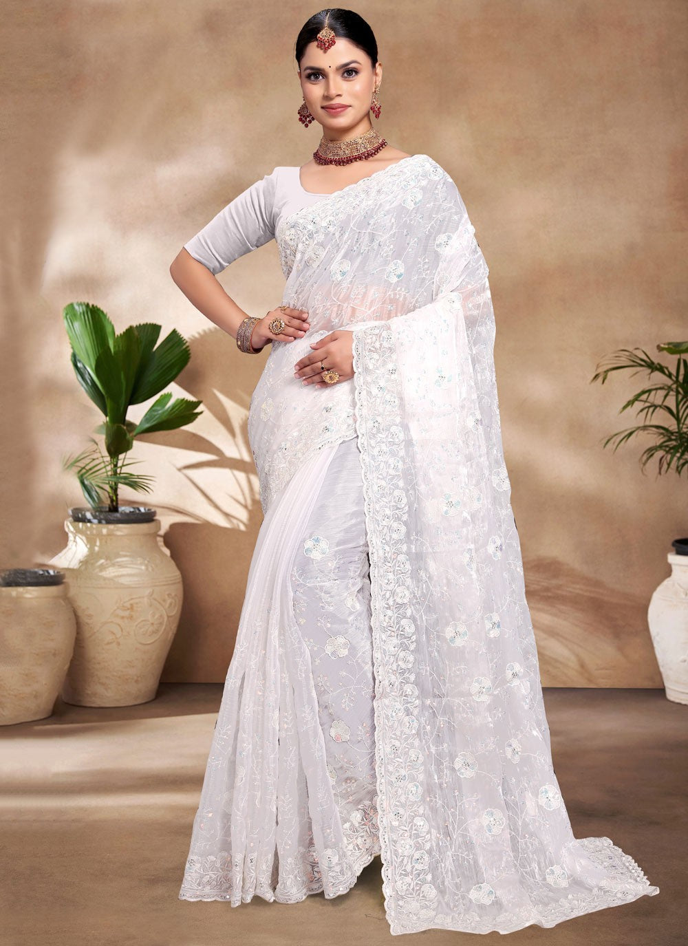 Classic Embroidered Jimmy Chu Saree - S8805