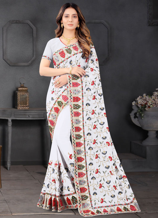 Contemporary Embroidered Georgette Saree - S9355