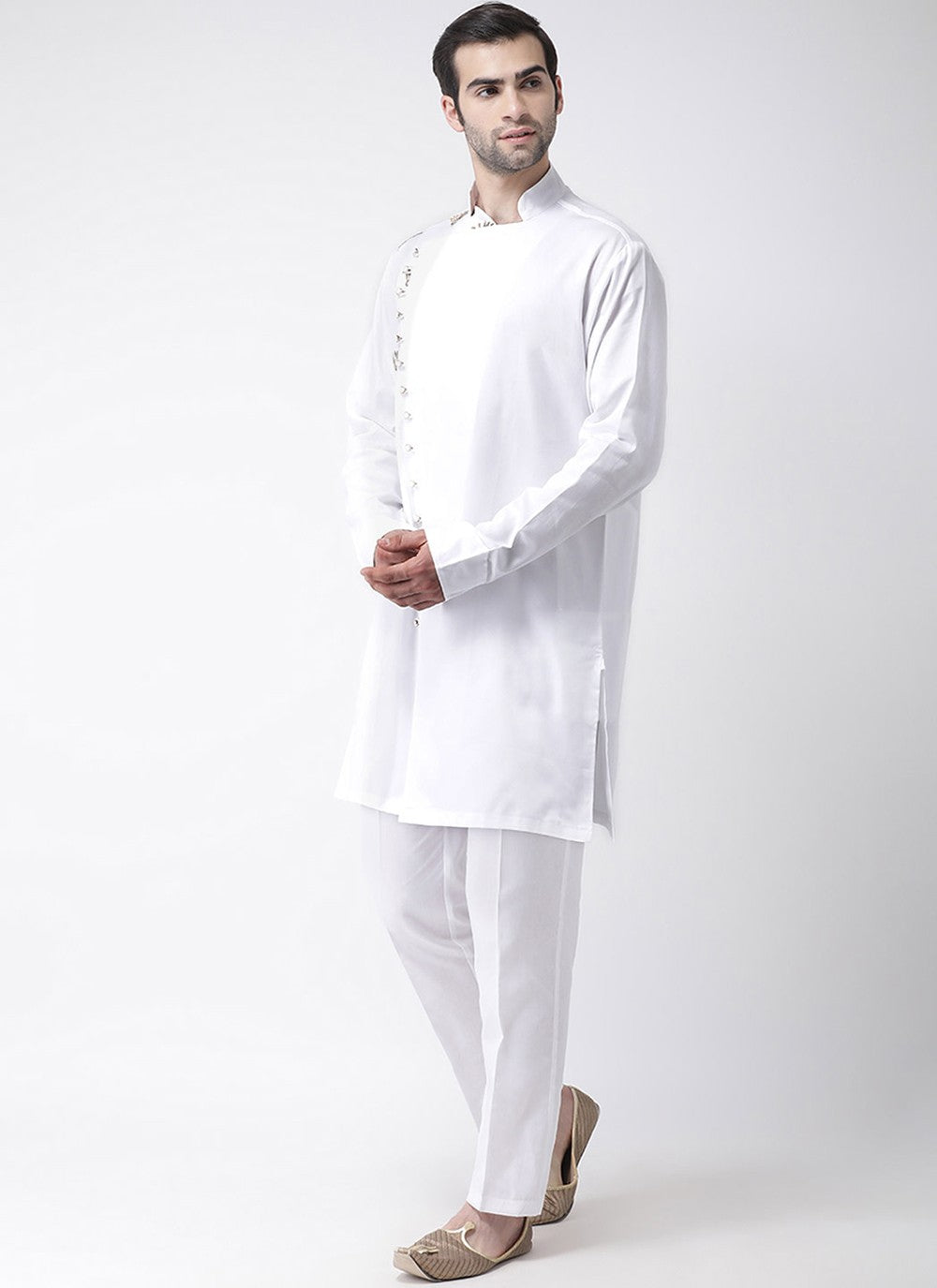 Plain Cotton White Kurta Pyjama - M1970