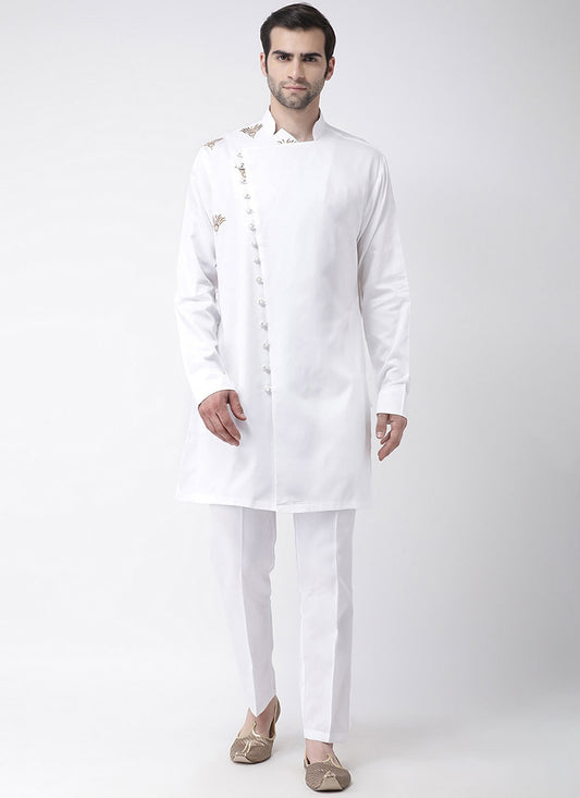 Plain Cotton White Kurta Pyjama - M1970