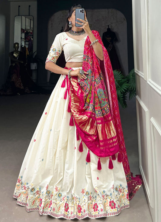 Embroidered Cotton A - Line Lehenga - L2739