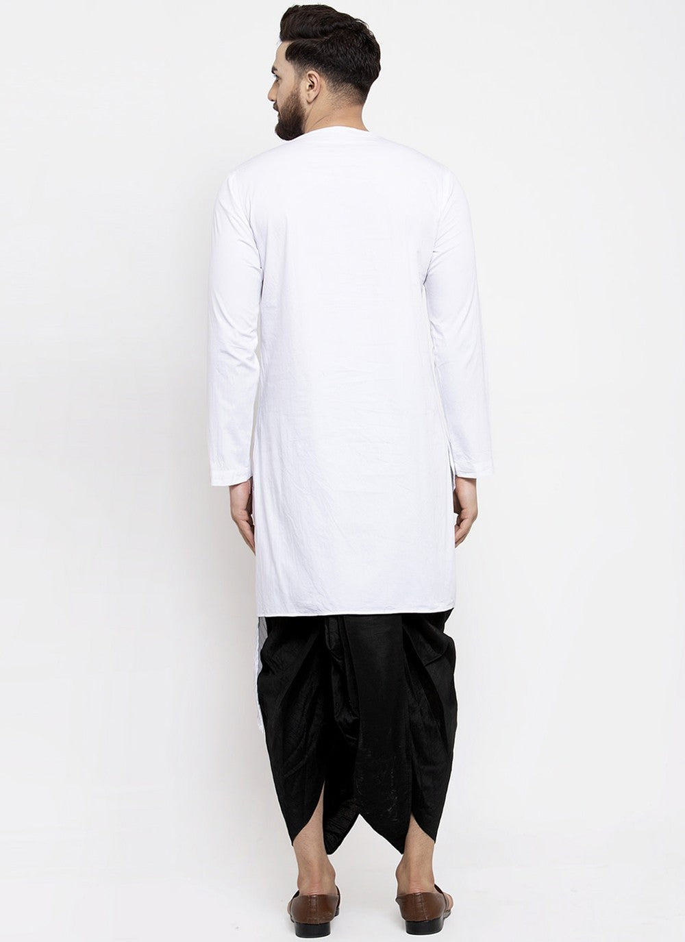 Plain Cotton White Dhoti Kurta - M1977