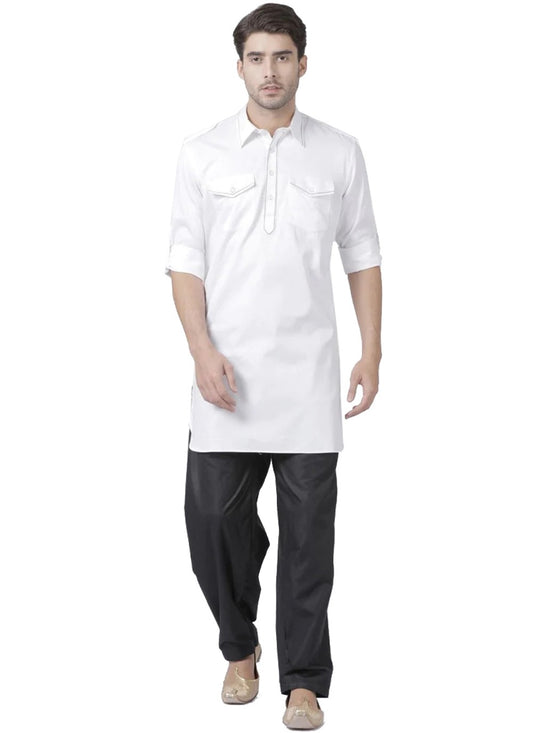 Plain Cotton White Kurta Pyjama - M3852