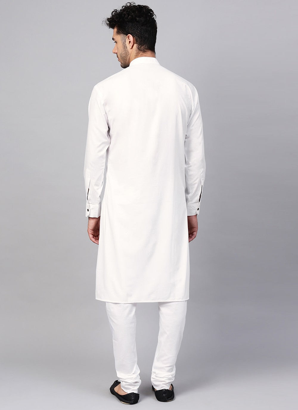 Plain Cotton White Kurta Pyjama - M1974