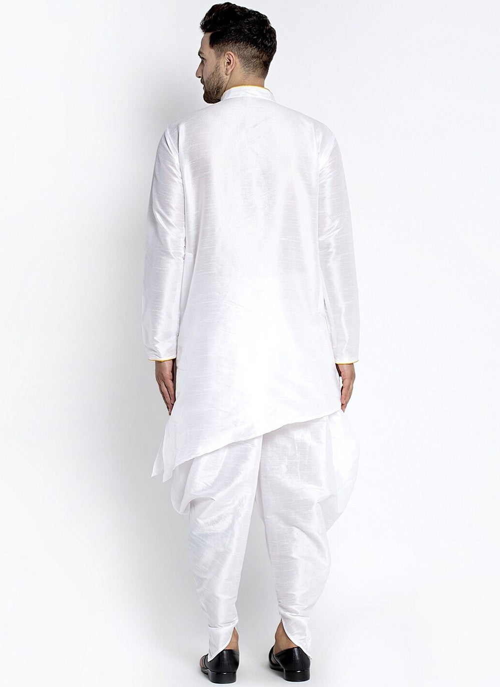 Plain Dupion Silk White Dhoti Kurta - M2392