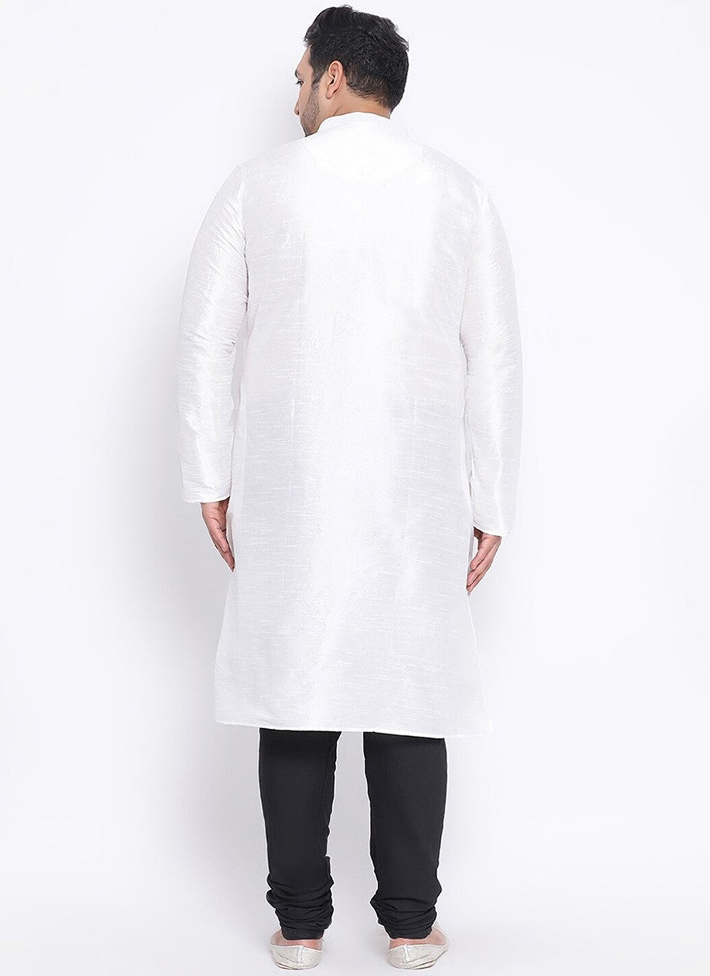 Plain Dupion Silk White Kurta Pyjama - M2640