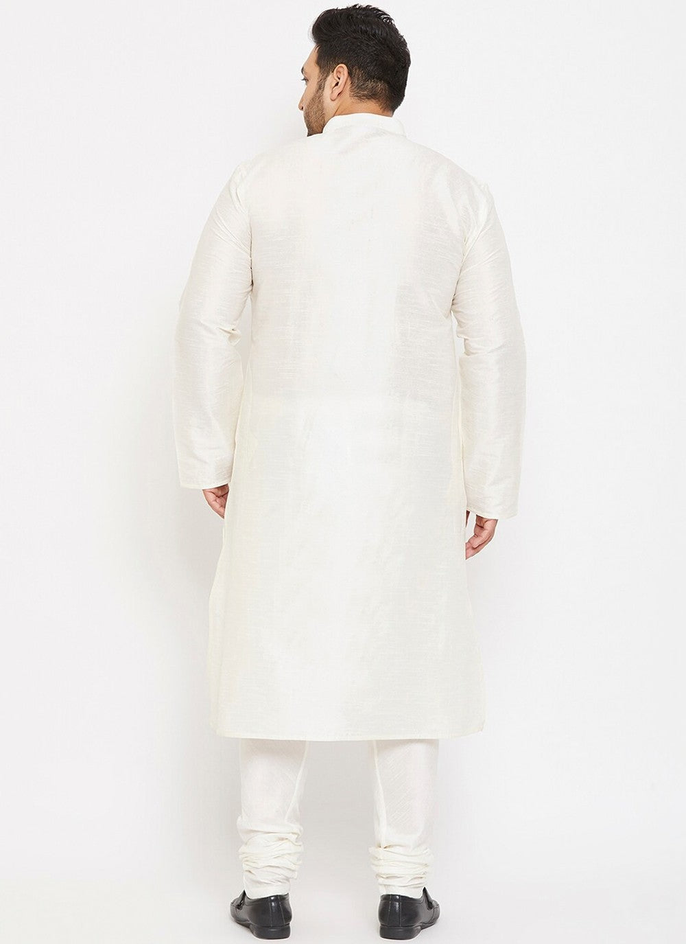 Plain Dupion Silk White Kurta Pyjama - M2624