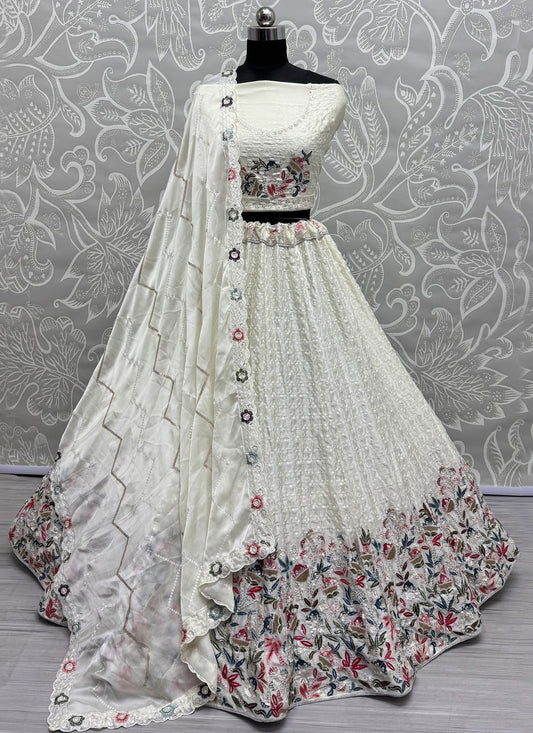 Embroidered Chinon Lehenga - L3057