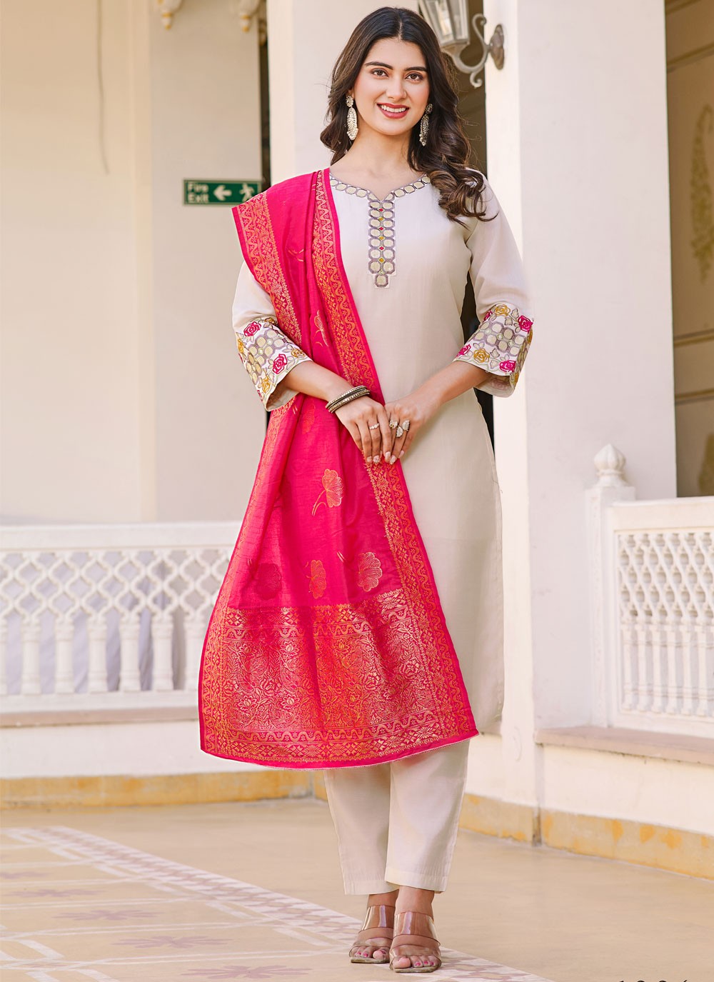 Embroidered Fancy Fabric Pant Style Suit - T4560