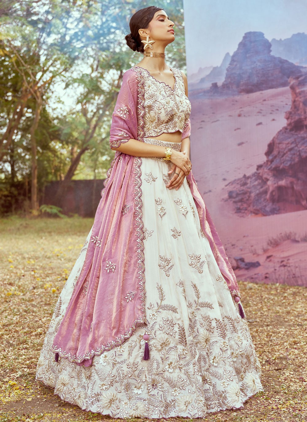 Beads Organza A - Line Lehenga - L2914